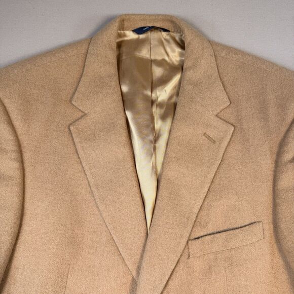 Brooks Brothers Blazer Mens 43R Tan Camel Hair Jacket Two Button Coat - Picture 2 of 10